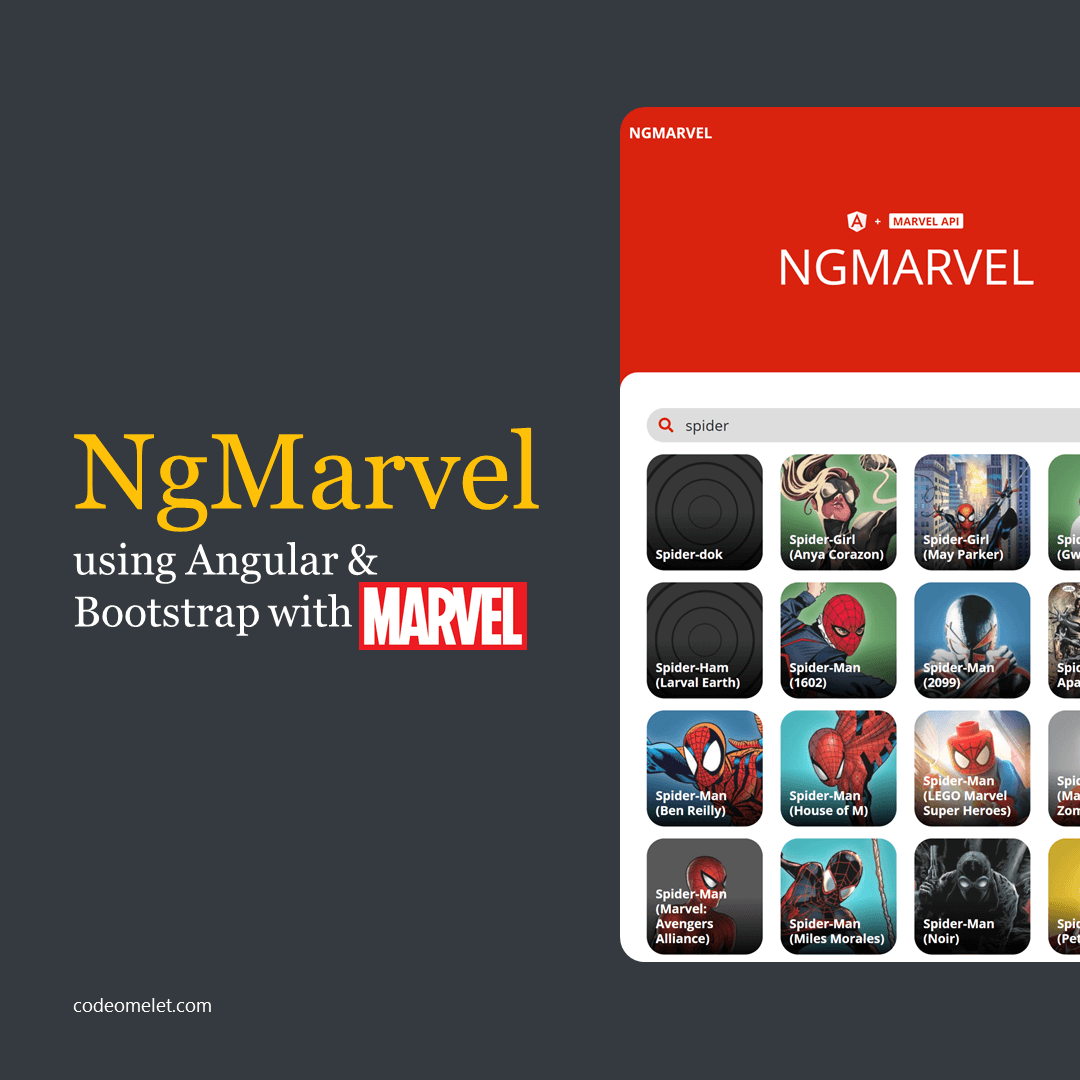 NgMarvel app using Angular and Marvel API